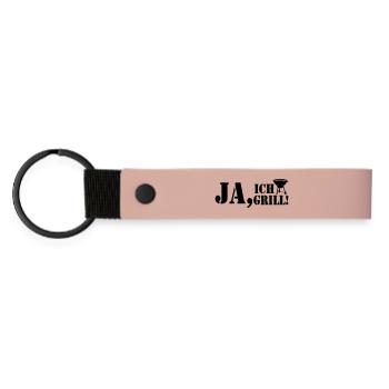 Grillkönig, Grillen, BBQ, Ja ich Grill (25) - Matte PU Schlüsselanhänger - Rosa - Vorne