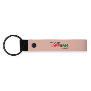 Vibrant Power Button Typography Design - Matte Pu Keyring - pink - Front