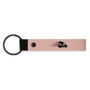 Van logo with text cut out - Matte Pu Keyring - pink - Front