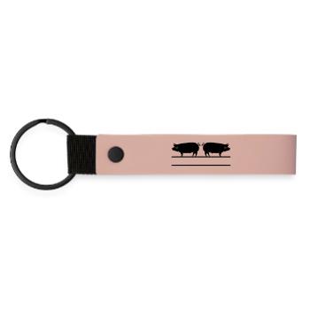 Text bar transparent pigs logo - Matte Pu Keyring - pink - Front
