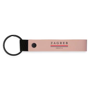 Stadt Zagreb, Kroatien - Matte PU Schlüsselanhänger - Rosa - Vorne