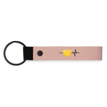 Le fromage, c’est ma vie, mon cœur, mon amoureux du fromage - Porte-clés en PU mat - rose - Devant