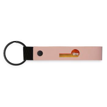 Retro Flugzeug Sunset Stripes - Matte PU Schlüsselanhänger - Rosa - Vorne