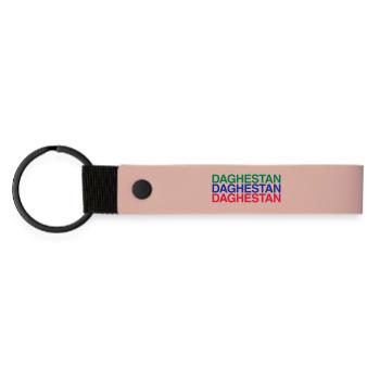 DAGHESTAN Flagge Dagestan - Matte PU Schlüsselanhänger - Rosa - Vorne