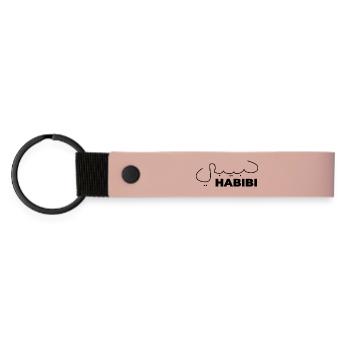 Habibi Treasure Arabic Expression Gift Heart - Matte Pu Keyring - pink - Front