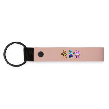Geometrisches Trio Verspielte Figuren, ein Punkt - Matte PU Schlüsselanhänger - Rosa - Vorne