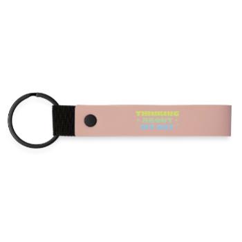 Thinking About My Cat - Matte Pu Keyring - pink - Front
