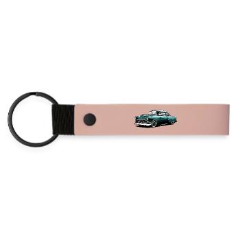 Vintage Classic Car Design - Matte PU Schlüsselanhänger - Rosa - Vorne