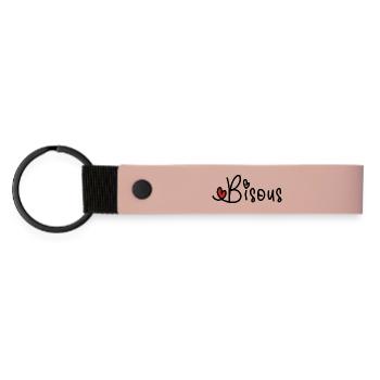 Cœur Rouge Bisous ligne Minimale Noire - Porte-clés en PU mat - rose - Devant