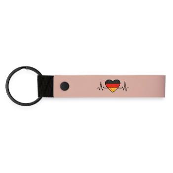 Deutschland Heartbeat Line Flagge Liebe Reisen Design - Matte PU Schlüsselanhänger - Rosa - Vorne