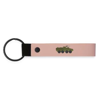 Military tank - Matte Pu Keyring - pink - Front