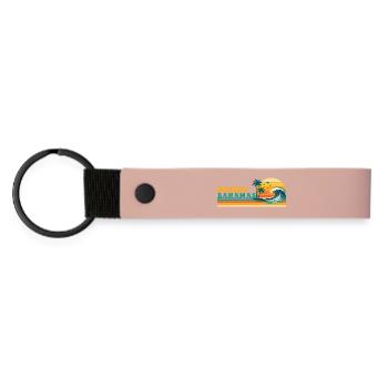 Nassau Bahamas Retro Beach Spring Break Kreuzfahrt - Matte PU Schlüsselanhänger - Rosa - Vorne