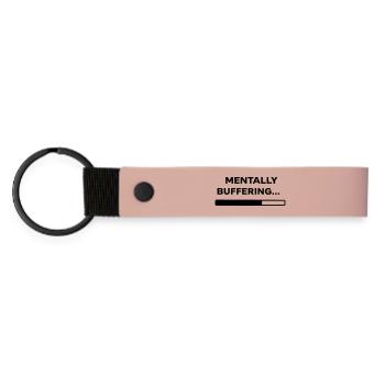 MENTALLY BUFFERING... | Minimal Loading Bar Design - Matte Pu Keyring - pink - Front