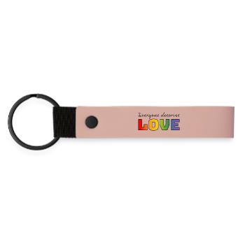 LGBT T Shirt Regenbogen everyone deserves love - Matte PU Schlüsselanhänger - Rosa - Vorne