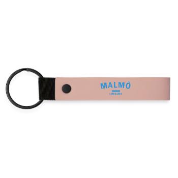 Malmö City Silhouette Design - Matte Pu Keyring - pink - Front