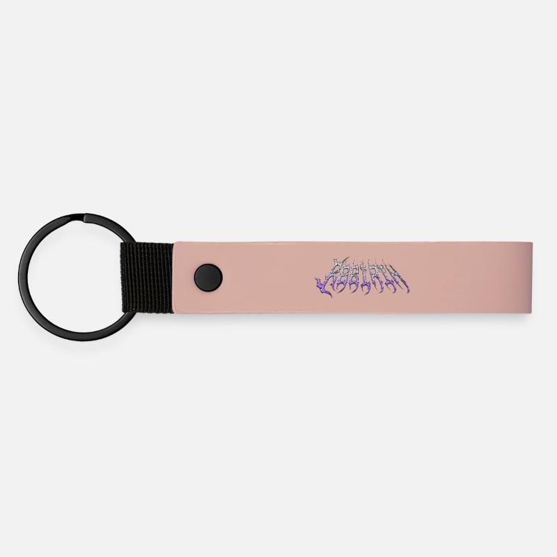 Rebirth - cold metal chrome text - Matte Pu Keyring - pink