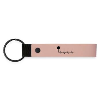 Golf Golfer Golfball EKG Herzschlag Herzfrequenz - Matte PU Schlüsselanhänger - Rosa - Vorne