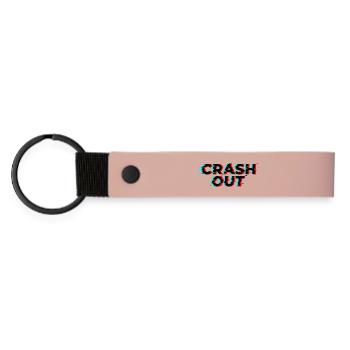 Crash Out – Glitch-Stil Schwarz Rot Cyan - Matte PU Schlüsselanhänger - Rosa - Vorne
