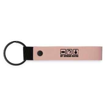 Lustiges Trampolin Wochenende - Matte PU Schlüsselanhänger - Rosa - Vorne