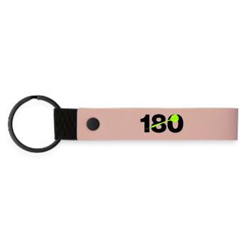 180 Triple 20 Perfektion! ONEHUNDRETEIGHTY, Darts - Matte PU Schlüsselanhänger - Rosa - Vorne