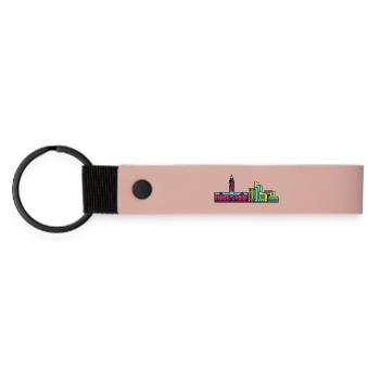 Bradford City Skyline City Hall Modern Line Art - Matte Pu Keyring - pink - Front