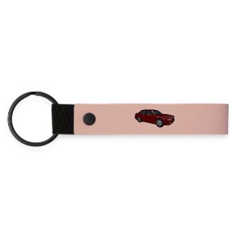 Red Car Illustration Retro Look - Matte Pu Keyring - pink - Front