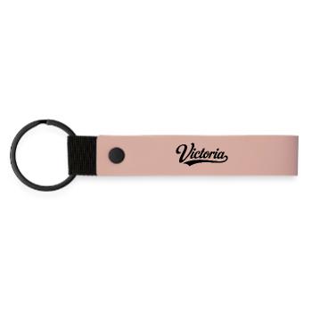 Victoria name first last family - Matte Pu Keyring - pink - Front