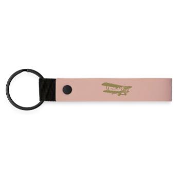 Doppeldecker Pilot Retro Minimalistisch - Matte PU Schlüsselanhänger - Rosa - Vorne
