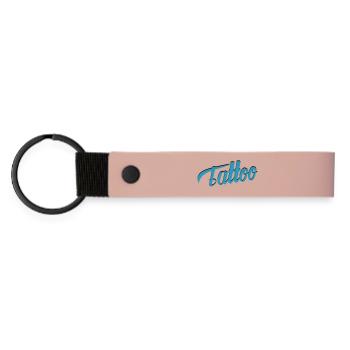 Tattoo Script in Teal - Matte Pu Keyring - pink - Front