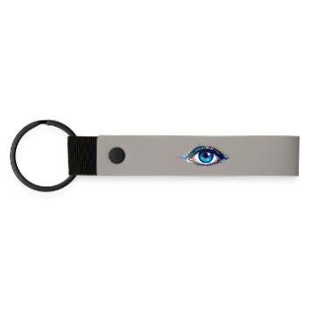 Blaues Auge Farbenspiel - Matte PU Schlüsselanhänger - Hellgrau - Vorne