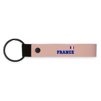 Frankreich Trikot Look - FRANCE mit Fahne Flagge - Matte PU Schlüsselanhänger - Rosa - Vorne