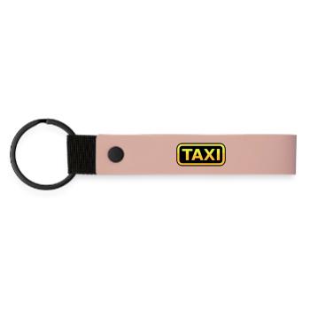 Taxi Schild - Matte PU Schlüsselanhänger - Rosa - Vorne