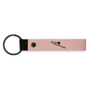 Posaunenblasinstrument - Matte PU Schlüsselanhänger - Rosa - Vorne