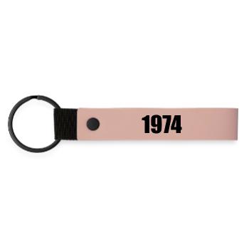 1974 Geburtstag Vorlage personalisieren gestalten - Matte PU Schlüsselanhänger - Rosa - Vorne