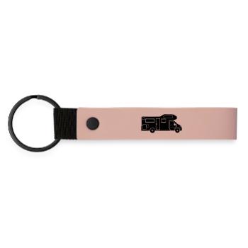 Wohnmobil-Silhouette – schlichtes Camping-Design - Matte PU Schlüsselanhänger - Rosa - Vorne