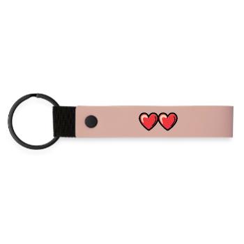 Herzen Liebe Symbol - Matte PU Schlüsselanhänger - Rosa - Vorne