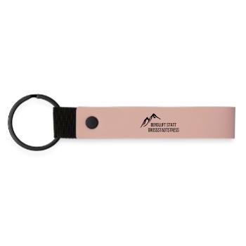 Bergluft Statt Großstadtdruck - Matte PU Schlüsselanhänger - Rosa - Vorne