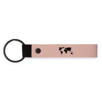 weltkarte - Matte PU Schlüsselanhänger - Rosa - Vorne