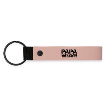 papa - Matte PU Schlüsselanhänger - Rosa - Vorne