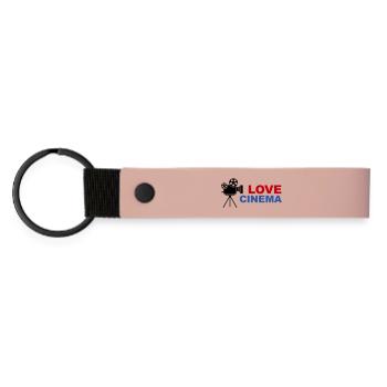 Love Cinema Bold Red Blue Typography - Matte Pu Keyring - pink - Front