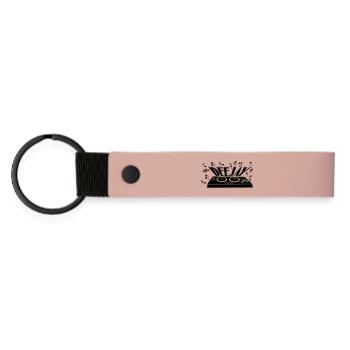Deejay with turntable and tones - Matte Pu Keyring - pink - Front