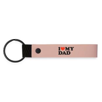 I love my Dad Heart Shirt - Matte Pu Keyring - pink - Front