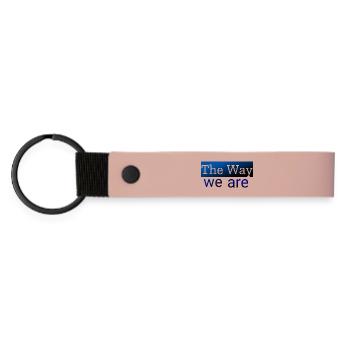Abstrakte Wellenmuster in Blau - Matte PU Schlüsselanhänger - Rosa - Vorne
