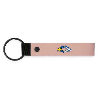 Schweden Schottland Hände Herzform used - Matte PU Schlüsselanhänger - Rosa - Vorne