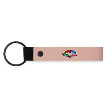 Afrique du Sud États-Unis drapeau mains forme de coeur - Porte-clés en PU mat - rose - Devant