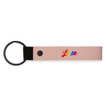 Colorful Love Lettering Design - Matte Pu Keyring - pink - Front