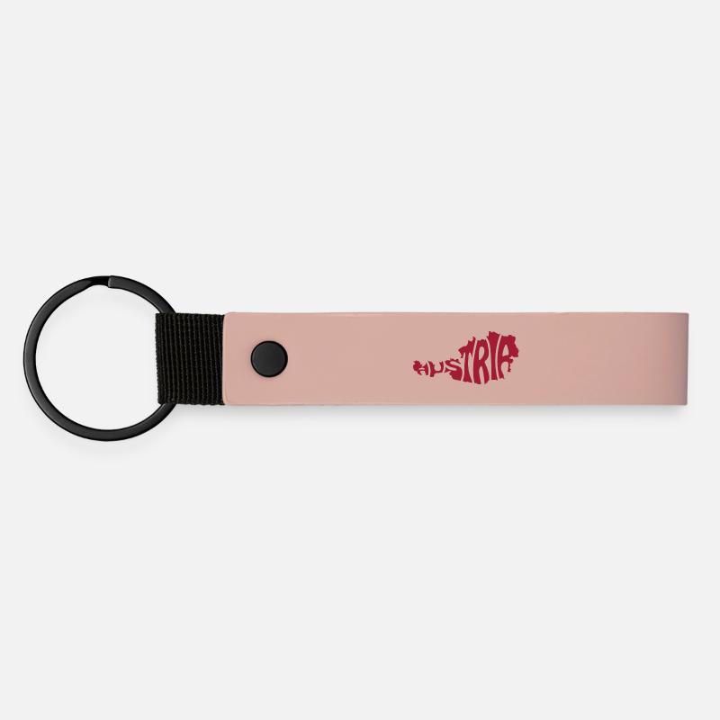 Austria Map Artistic Typography Design - Matte Pu Keyring - pink