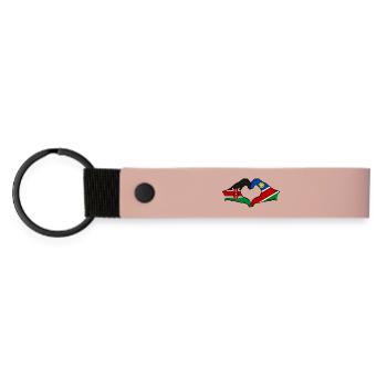 Kenia Namibia Flagge Hände Herzform - Matte PU Schlüsselanhänger - Rosa - Vorne