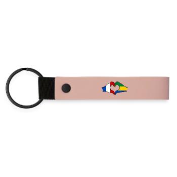 Drapeau de la France et du Gabon, mains en forme de cœur - Porte-clés en PU mat - rose - Devant