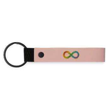 Regenbogen Unendlichkeitssymbol für Vielfalt - Matte PU Schlüsselanhänger - Rosa - Vorne